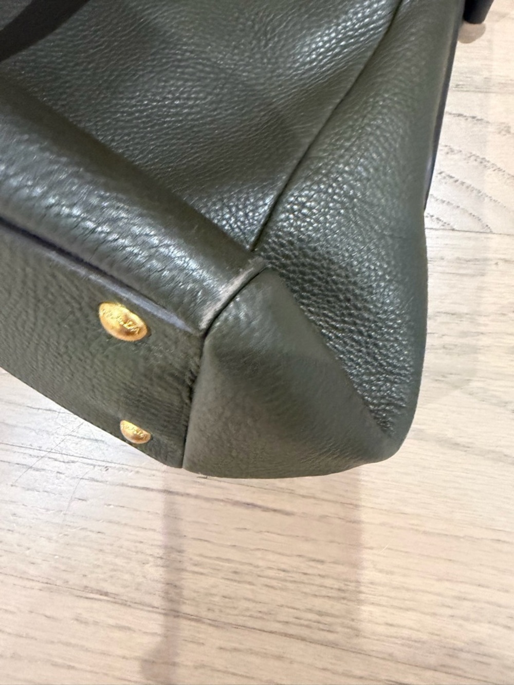 Prada Olive Green Leather Top-Handle/Messenger Bag with Gold Hardware - Picture 9 of 11